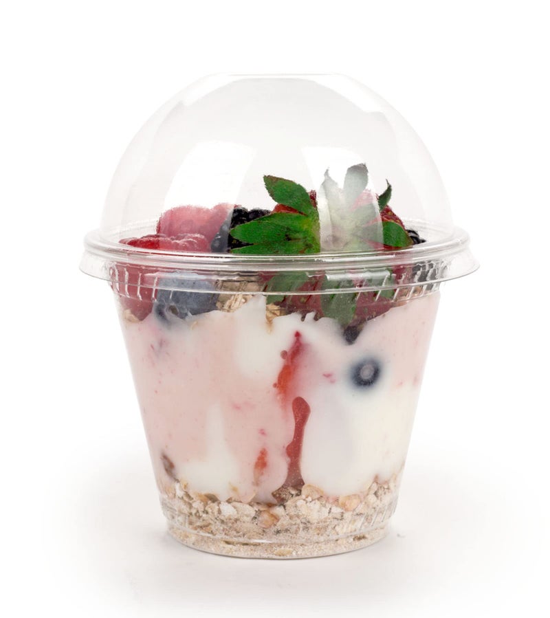 Golden Apple Cup series, 9oz Clear Plastic cups with Dome lids no hole 50sets, BPA Free - Image 1